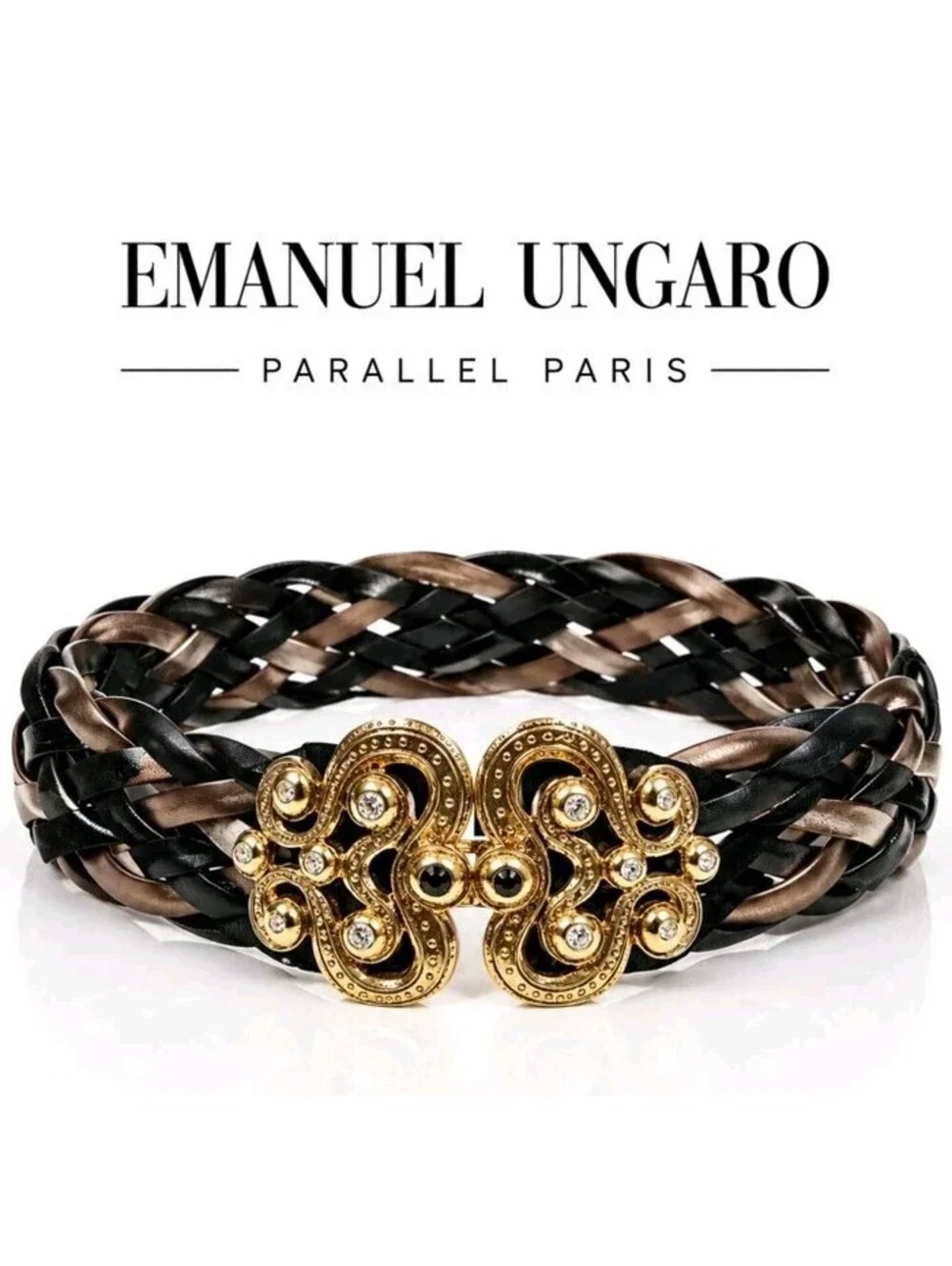 EMANUEL UNGARO – PARALLEL PARIS Vintage Multi-Texture Braided Leather Belt · 30